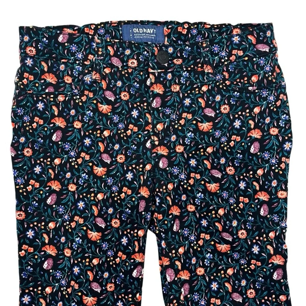 Old Navy Rockstar Jeggings Girls 12 Black Hedgehog Floral